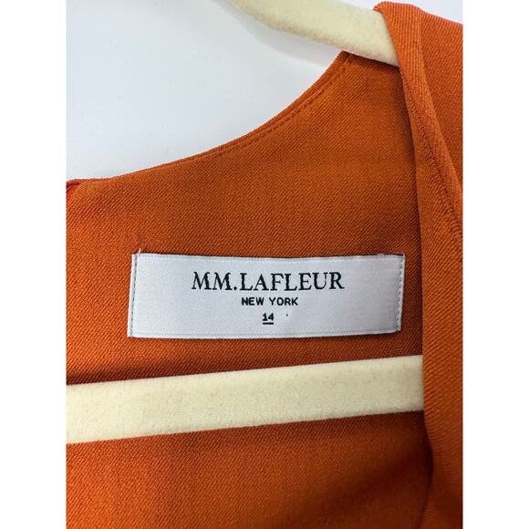 MM.LaFleur V-Neck Sheath Dress Burnt Orange Size 14 Quiet Luxury Timeless - Picture 5 of 11